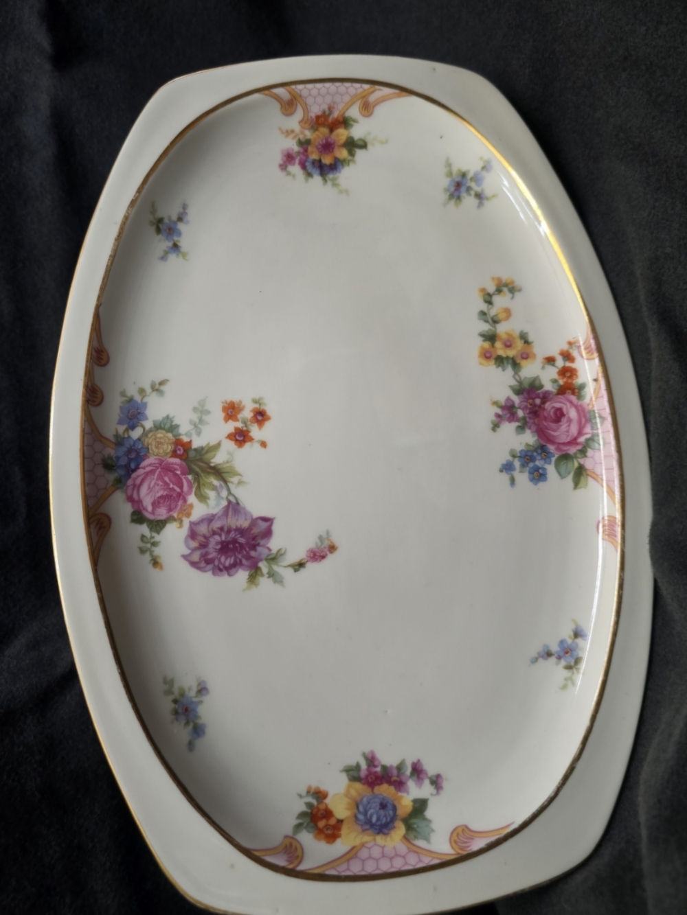 Vintage Epiag Bridal Rose Serving Platter Circa 1930